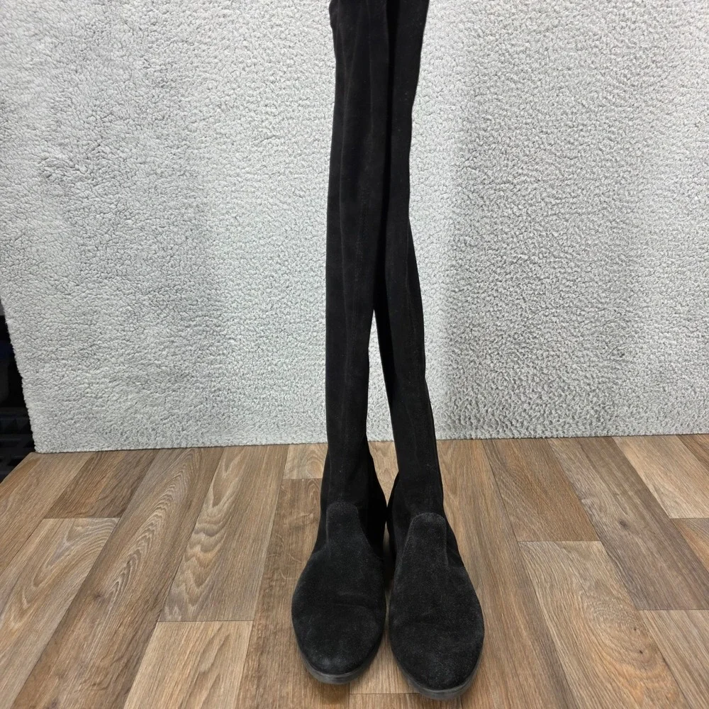 Andre Black Suede Over The Knee Flat Boots Drawstring Size 39‎ Womens